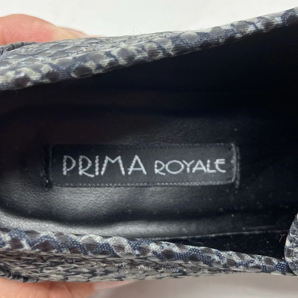 NWT 90s Vintage Prima Royale Gray/Black Snakeskin Chunky Heel Loafers SIZE 7.5